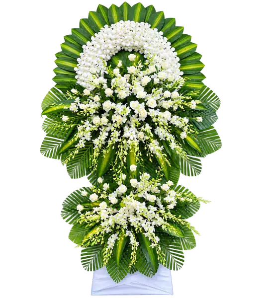 Kệ Hoa Viếng Lan Trắng Hồng Trắng Hai Tầng
