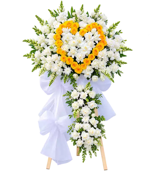 Kệ Hoa Viếng Tông Trắng Cam