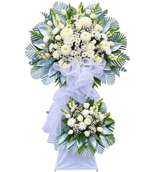 Kệ Hoa Viếng Tông Trắng Xanh