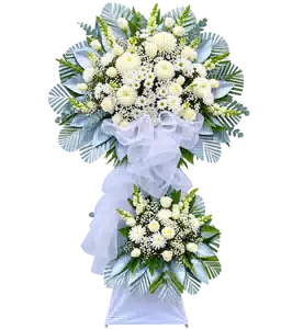 Kệ Hoa Viếng Tông Trắng Xanh