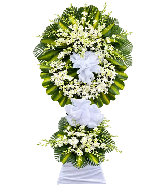 Kệ Hoa Viếng Tông Trắng Xanh