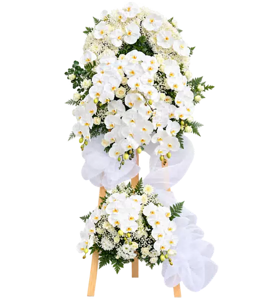 Kệ Hoa Viếng Tông Trắng Xanh