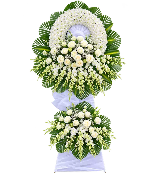 Kệ Hoa Viếng Tông Trắng Xanh