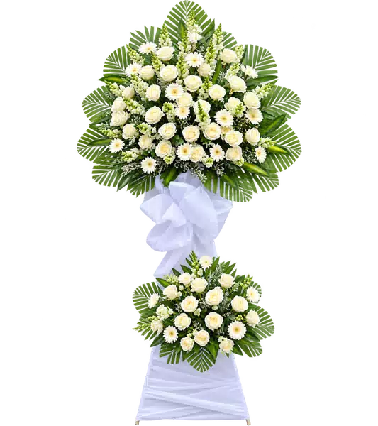 Kệ Hoa Viếng Tông Trắng Xanh