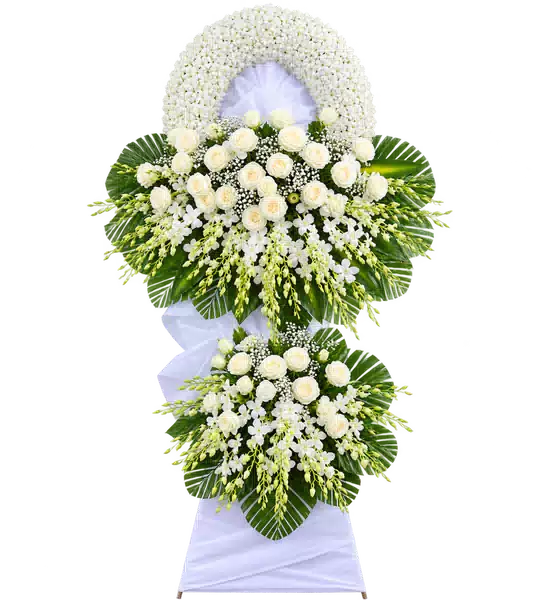 Kệ Hoa Viếng Tông Trắng Xanh