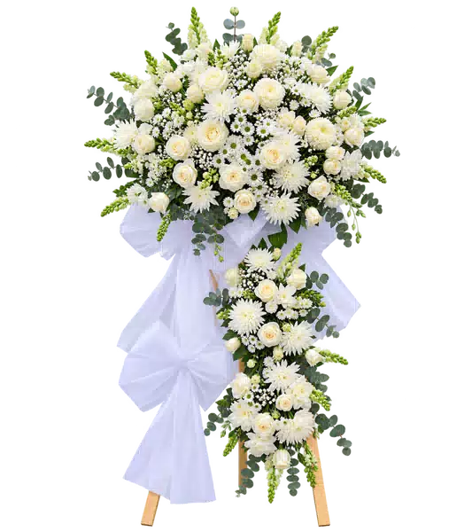 Kệ Hoa Viếng Tông Trắng Xanh