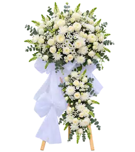 Kệ Hoa Viếng Tông Trắng Xanh