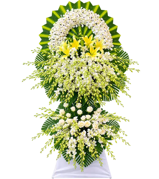 Kệ Hoa Viếng Tông Trắng Xanh