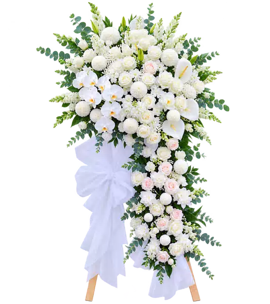 Kệ Hoa Viếng Trắng Dáng Rủ