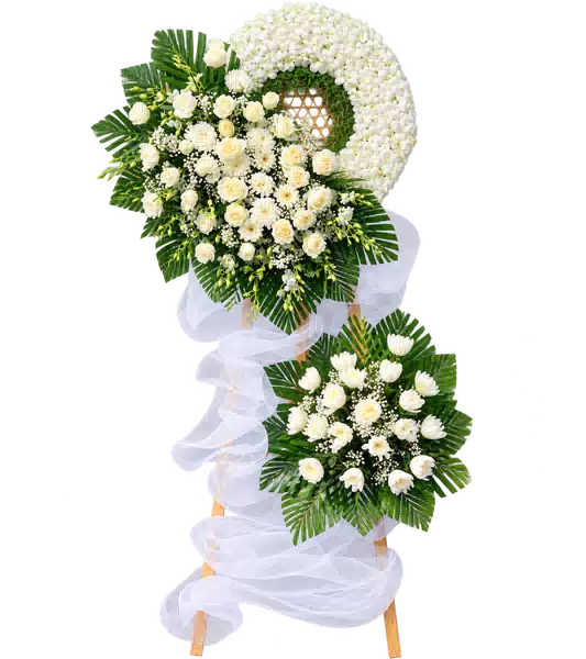 Kệ Hoa Viếng Trắng Hai Cụm