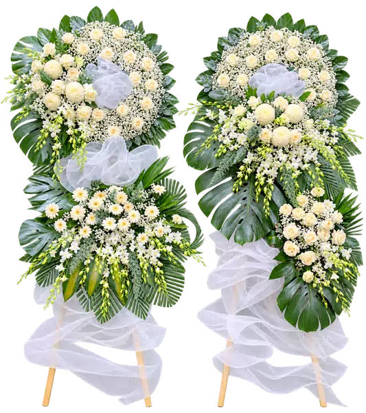 Kệ Hoa Viếng Trắng Xanh
