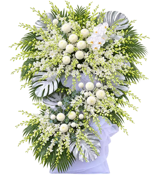 Kệ Hoa Viếng Trắng Xanh
