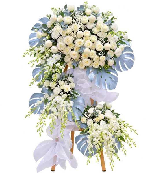 Kệ Hoa Viếng Trắng Xanh