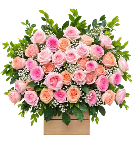 Lẵng Hoa Hoa Hồng Tông Đỏ Cam