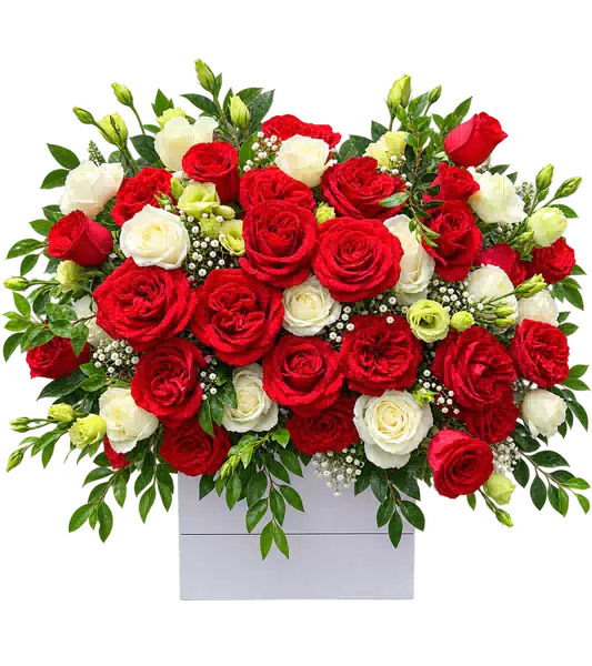 Lẵng Hoa Hoa Hồng Tông Đỏ Vàng
