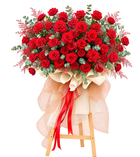 Lẵng Hoa Khai Trương Tông Đỏ Cam