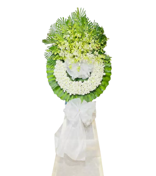 Vòng Hoa Đứng Dạng Oval 1 Tầng mang sắc Trắng và