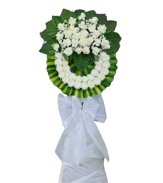 Vòng Hoa Đứng Dạng Tròn 1 Tầng mang sắc Trắng và 0302