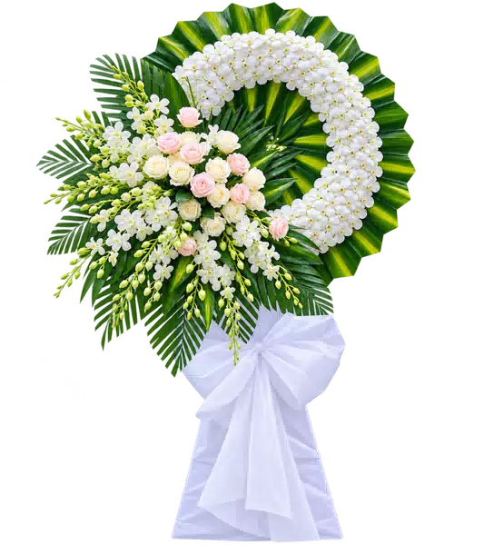 Vòng Hoa Viếng Lan Trắng Hồng Phấn