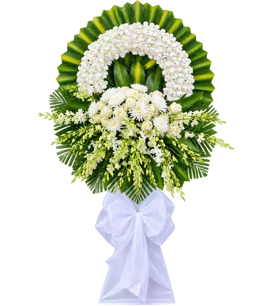 Vòng Hoa Viếng Lan Trắng Phối Hồng