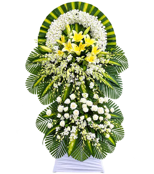 Vòng Hoa Viếng Tông Trắng Vàng