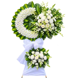 Vòng Hoa Viếng Tông Trắng Xanh