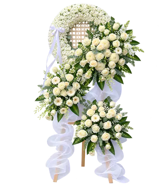 Vòng Hoa Viếng Trắng Dáng Rủ