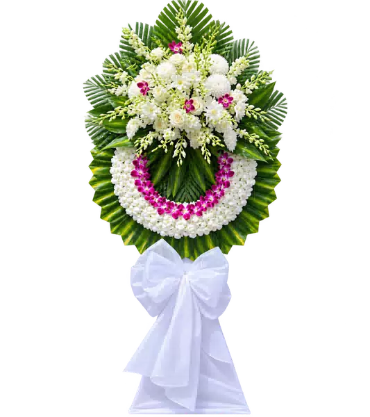 Vòng Hoa Viếng Trắng Điểm Lan Tím