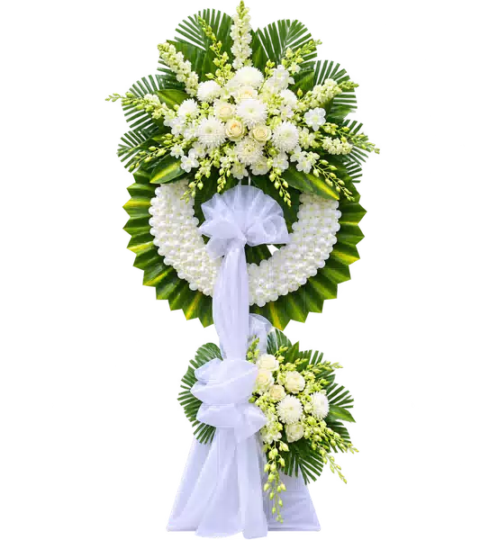 Vòng Hoa Viếng Trắng Hai Cụm